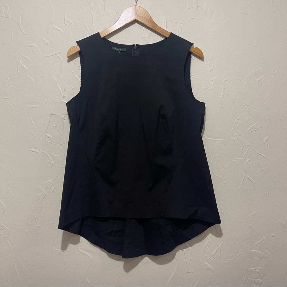 Lafayette 148 black raw stitch sleeveless A-line shaped top (size 8)